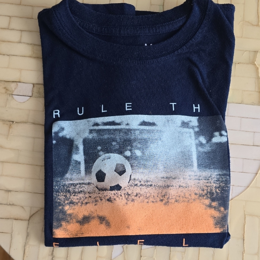 Xersion Navy Graphic Soccer Tee with Orange Accent